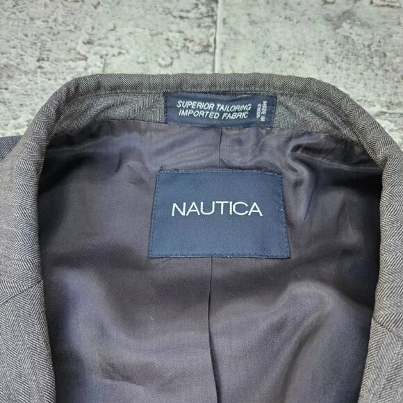 Nautica Men Blazer Sport Coat Jacket 100% Wool Dark Gray Two Button Size 46L - Picture 6 of 10